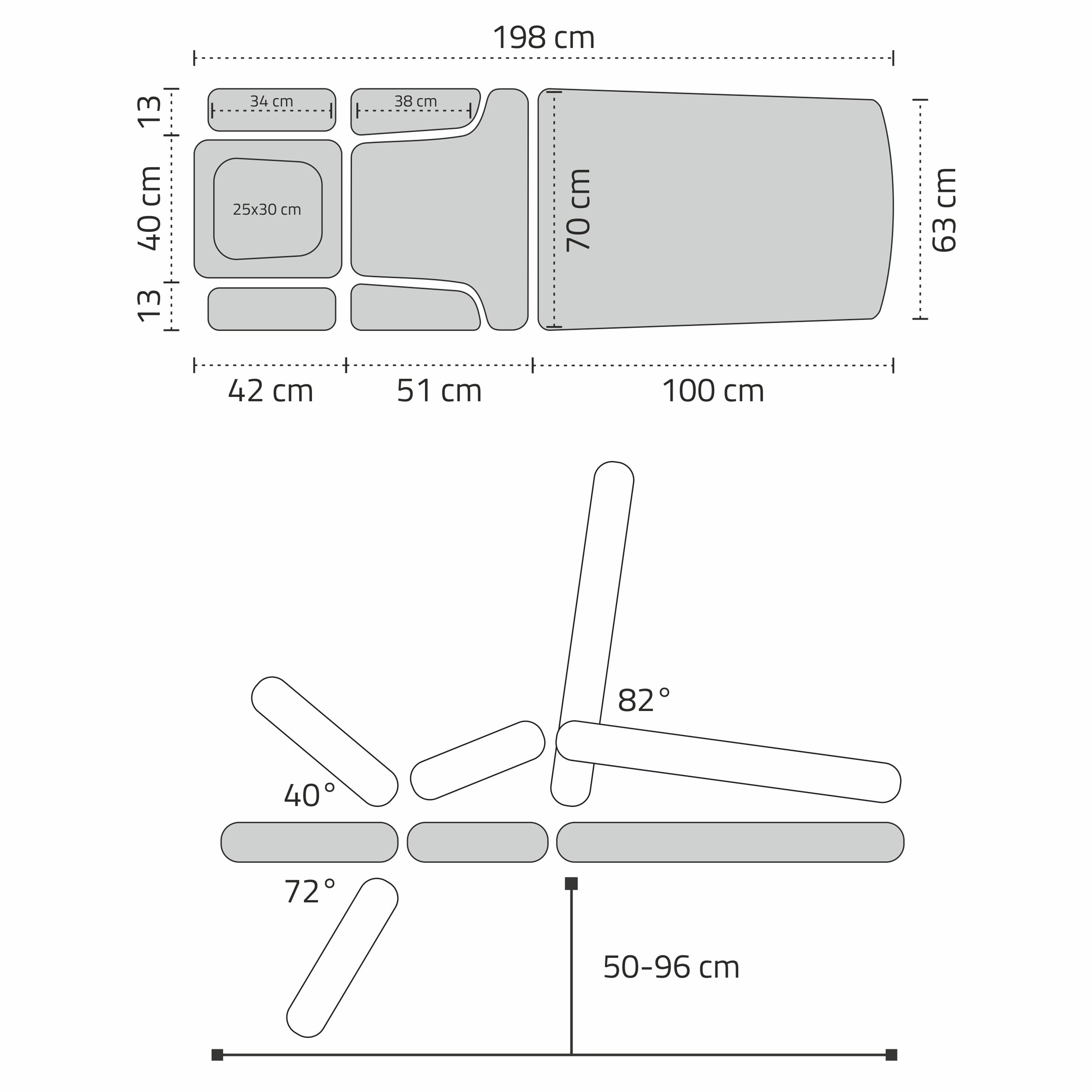 Stationary massage table Evero X7 ERGO Touch Core k322 Gray