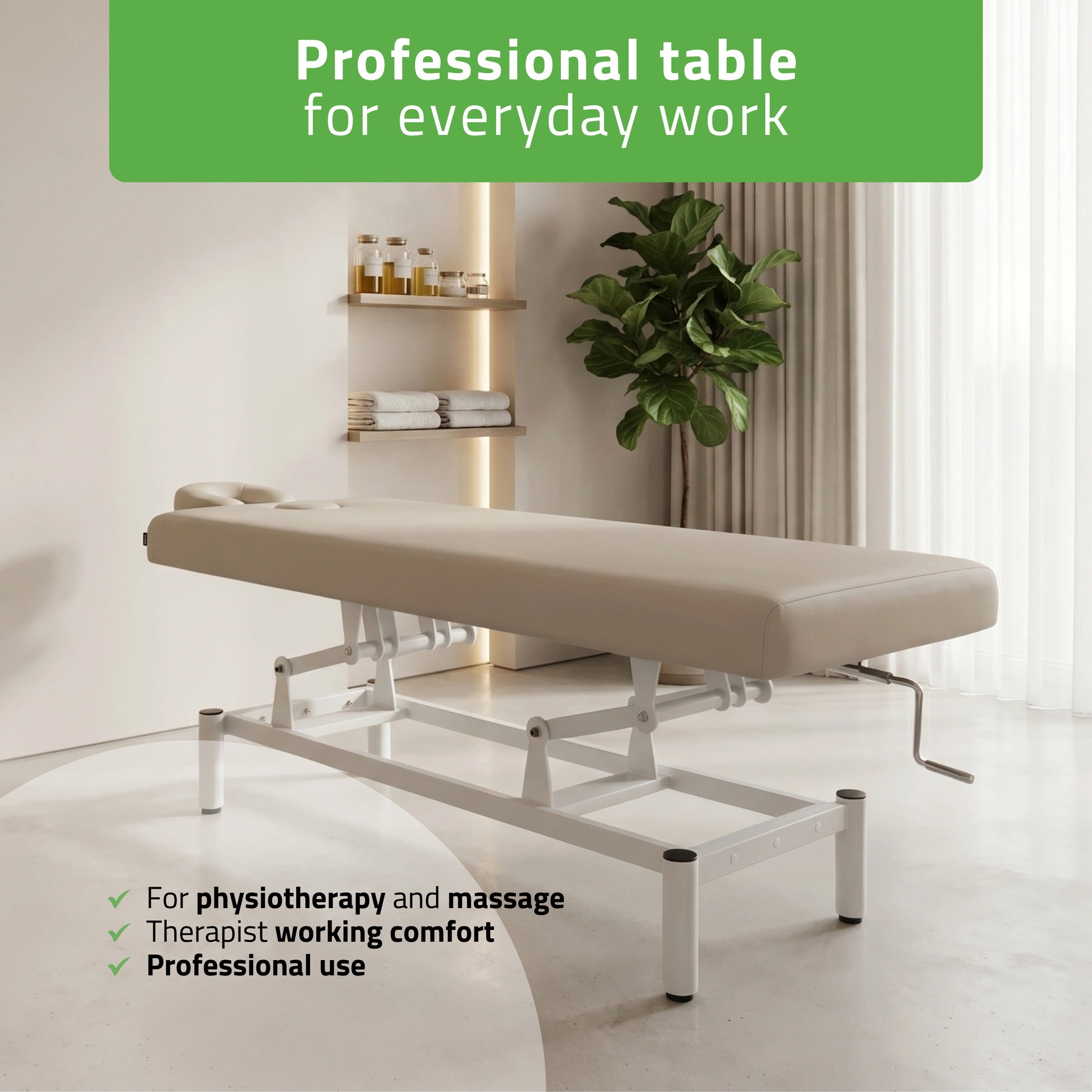 -1-VIGO 1 Stationary  massage table with manual height adjustment - light gray-1