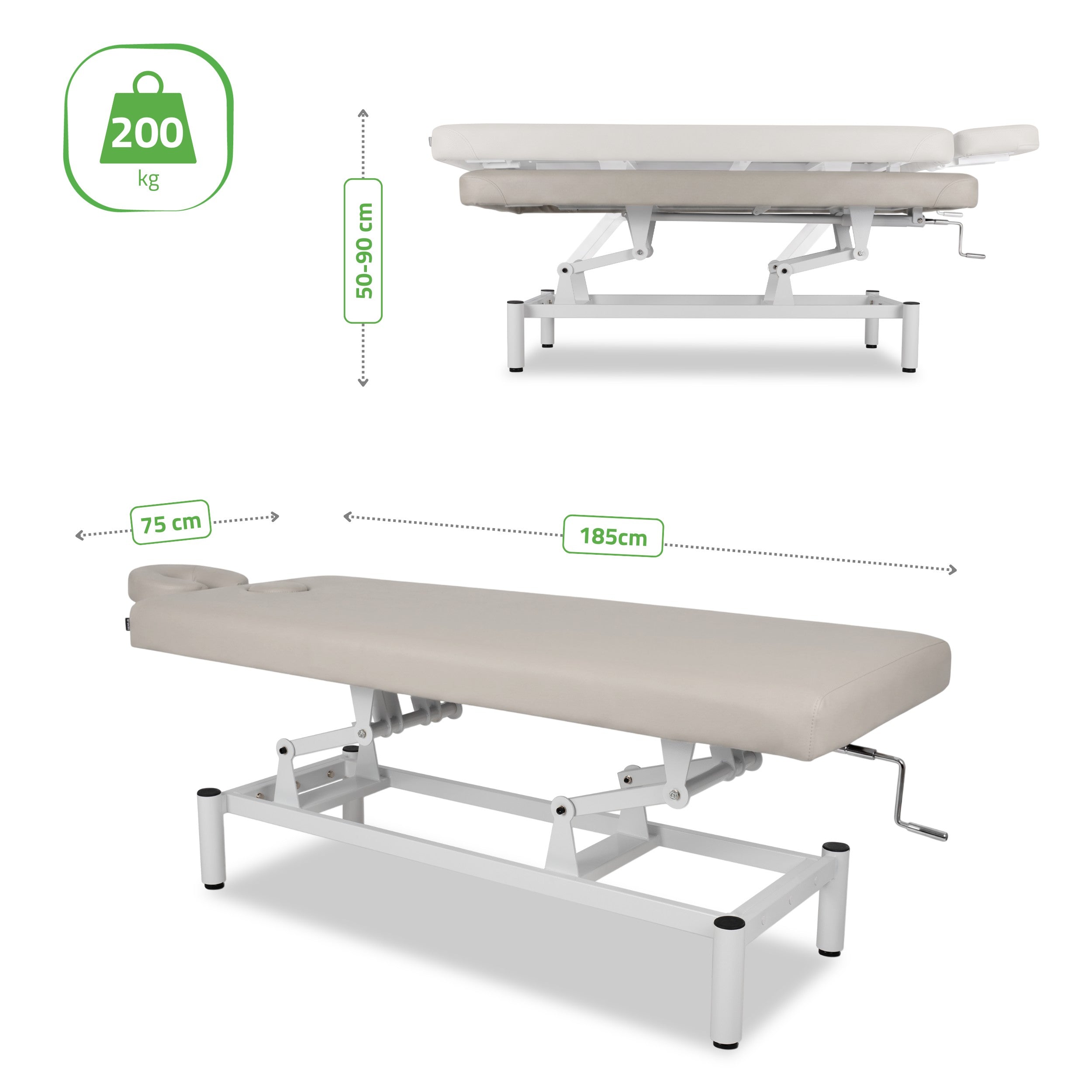 -6-VIGO 1 Stationary  massage table with manual height adjustment - light gray-6