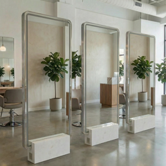 Kirpyklos veidrodis su LED apšvietimu 190x80, dvipusis PRO, sidabrinis ant akmens