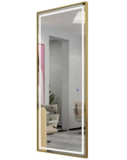 Kirpyklos konsolė su LED veidrodžiu – PRO modelis 180 × 70 cm, aukso spalvos