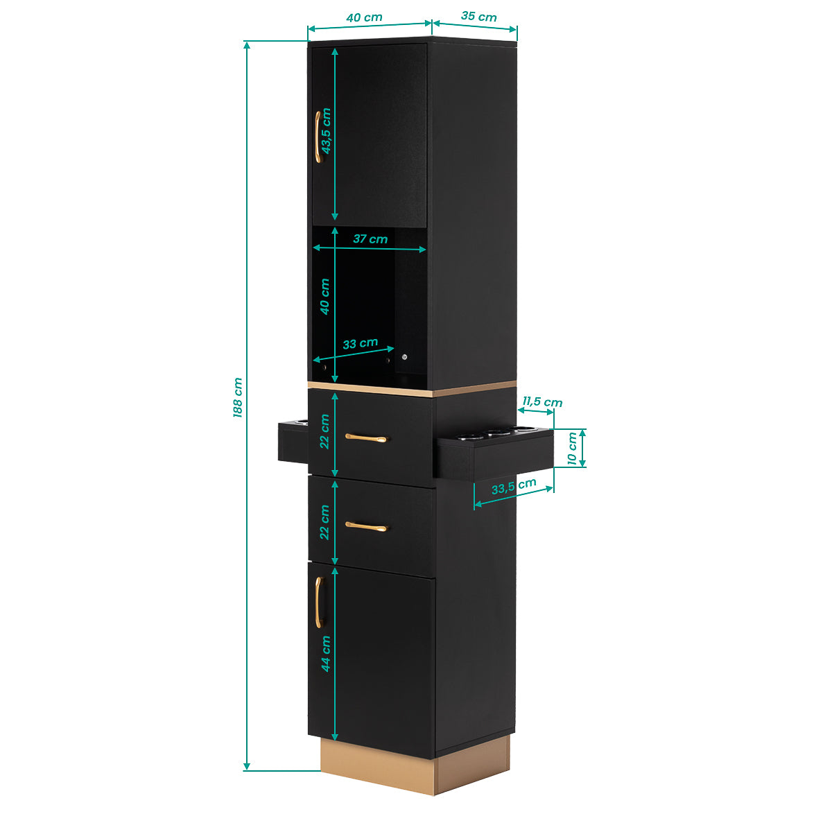Gabbiano TOTEM kirpėjo darbo vieta, juoda su aukso detalėmis – 12 vaizdas