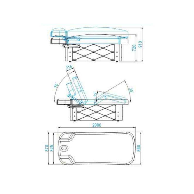 Elektrinis masažo / SPA stalas - lova AZZURRO KRYSTAL 370-3 4 motorai (balta)