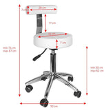 Kosmetologinė kėdutė AM-303 su atlošu (balta)