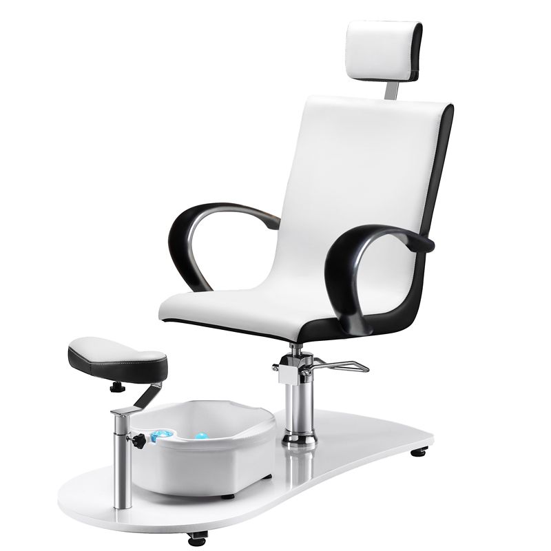 Kosmetologinė pedikiūro kėdė 308 su masažuokliu (balta/juoda)
