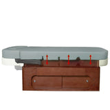 Elektrinis masažo / SPA stalas - lova šildomas AZZURRO WOOD 361A 4 el. varikliai (pilka)
