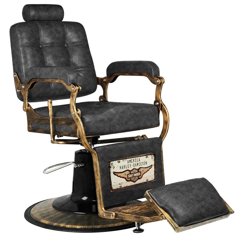 Barberio kėdė GABBIANO BOSS (juoda/sendinta oda)