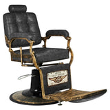 Barberio kėdė GABBIANO BOSS (juoda/sendinta oda)