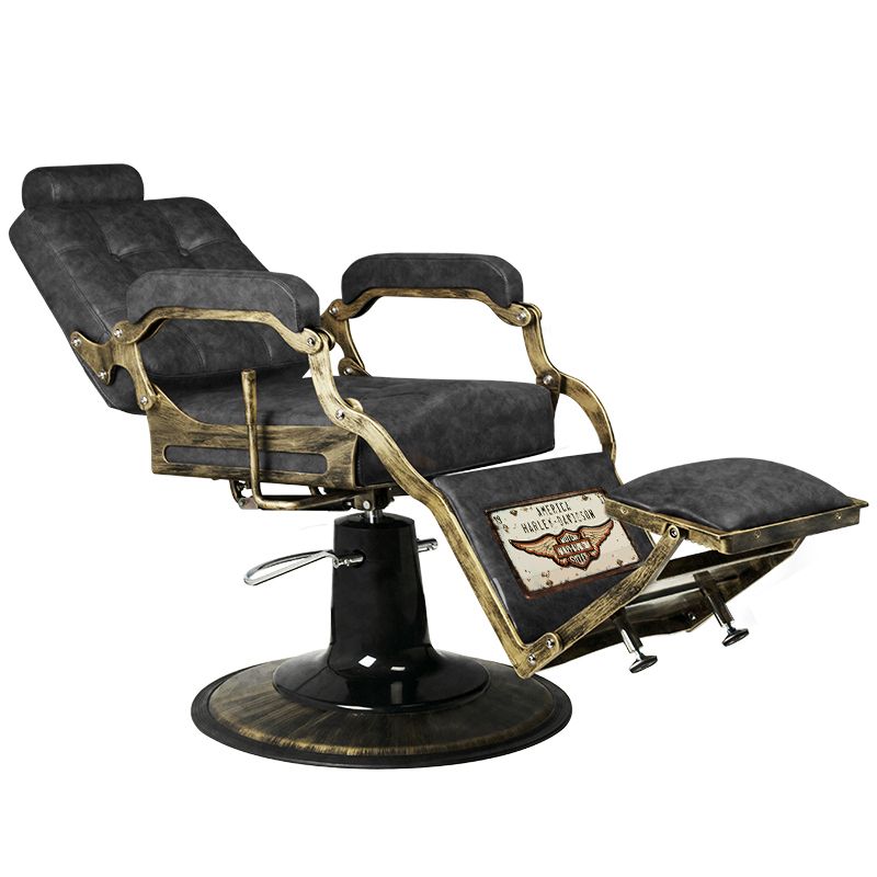Barberio kėdė GABBIANO BOSS (juoda/sendinta oda)
