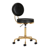 Kosmetologinė kėdutė su atlošu H5, aukso ir juodos sp.