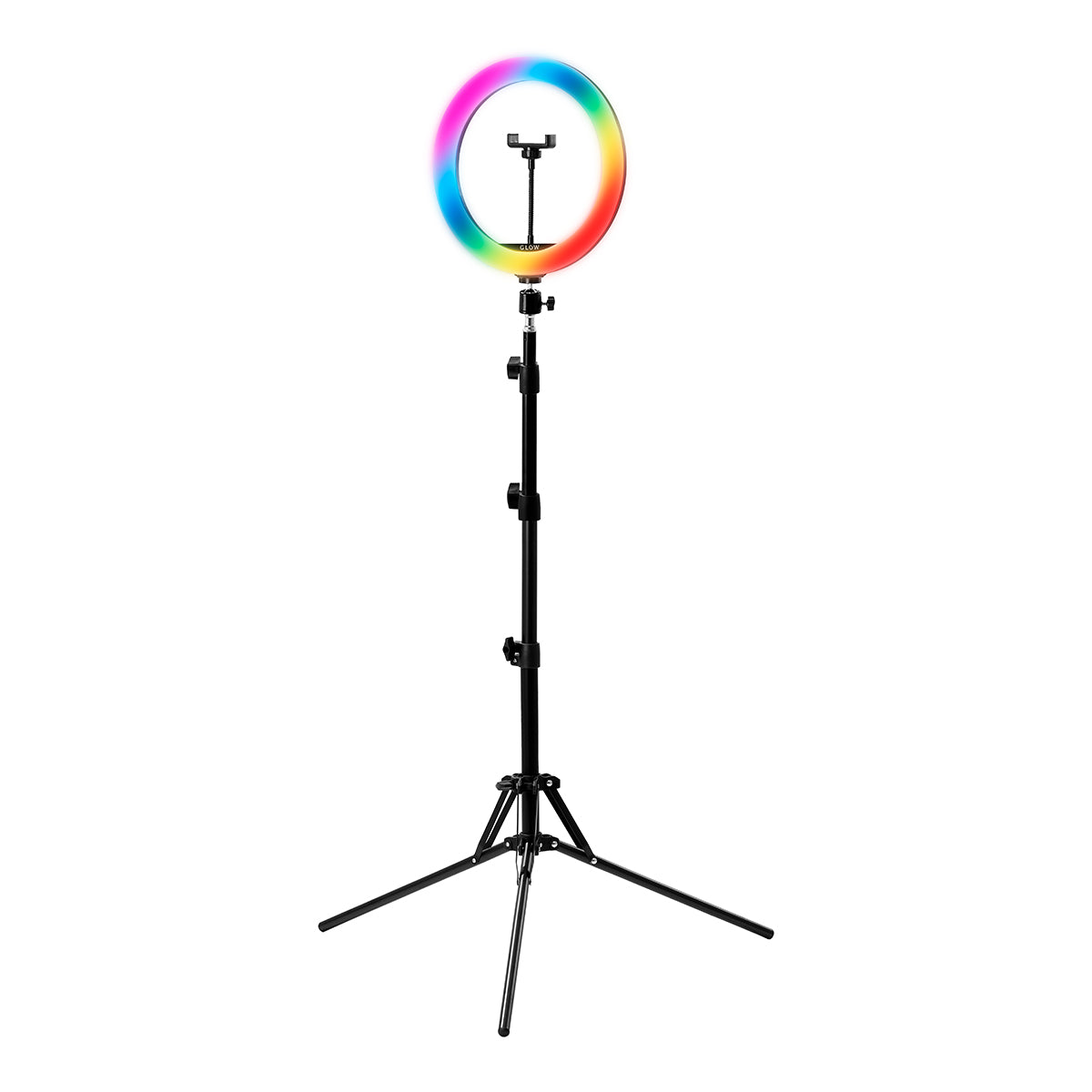 ŽIEDINĖ LEMPA SU STOVU, GLOW 10″ RGB, 10W (su galimybe pasirinkti apšvietimo spalvą)