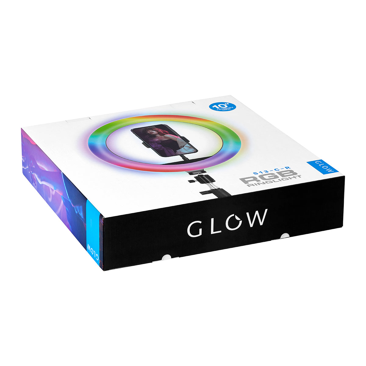 ŽIEDINĖ LEMPA SU STOVU, GLOW 10″ RGB, 10W (su galimybe pasirinkti apšvietimo spalvą)