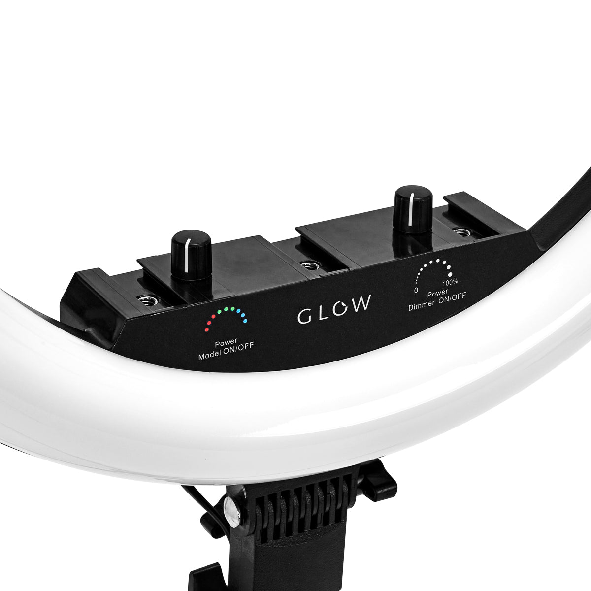 ŽIEDINĖ LEMPA SU STOVU, GLOW 18″ RGB 45W (su galimybe pasirinkti apšvietimo spalvą)