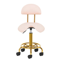 Kosmetologinė kėdutė - balnas 6001-G (auksinė, rožinė)