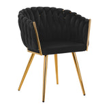 Grožio salono kėdė fotelis 4Rico QS-GW06G, aksominė juoda