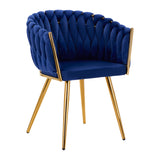 Grožio salono kėdė fotelis 4Rico QS-GW06G, aksominė mėlyna