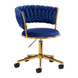 Grožio salono kėdė fotelis 4Rico QS-GW01G, aksominė mėlyna