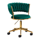 Grožio salono kėdė fotelis 4Rico QS-GW01G, aksominė žalia