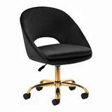 Grožio salono kėdė fotelis 4Rico QS-MF18G, aksominė juoda