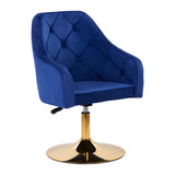 Grožio salono kėdė fotelis 4Rico QS-BL14G, aksominė mėlyna