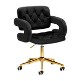 4Rico grožio salono kėdė su ratukais QS-OF213G (juoda, aksomas)