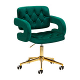 4Rico grožio salono kėdė su ratukais QS-OF213G (žalia, aksomas)