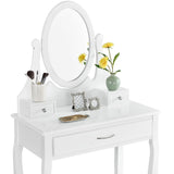 2-Toaletka biała LENA lustro 3 szuflady + taboret-2