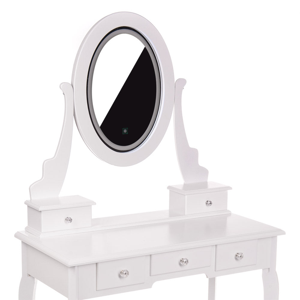 2-Toaletka biała KARI lustro LED + taboret-2