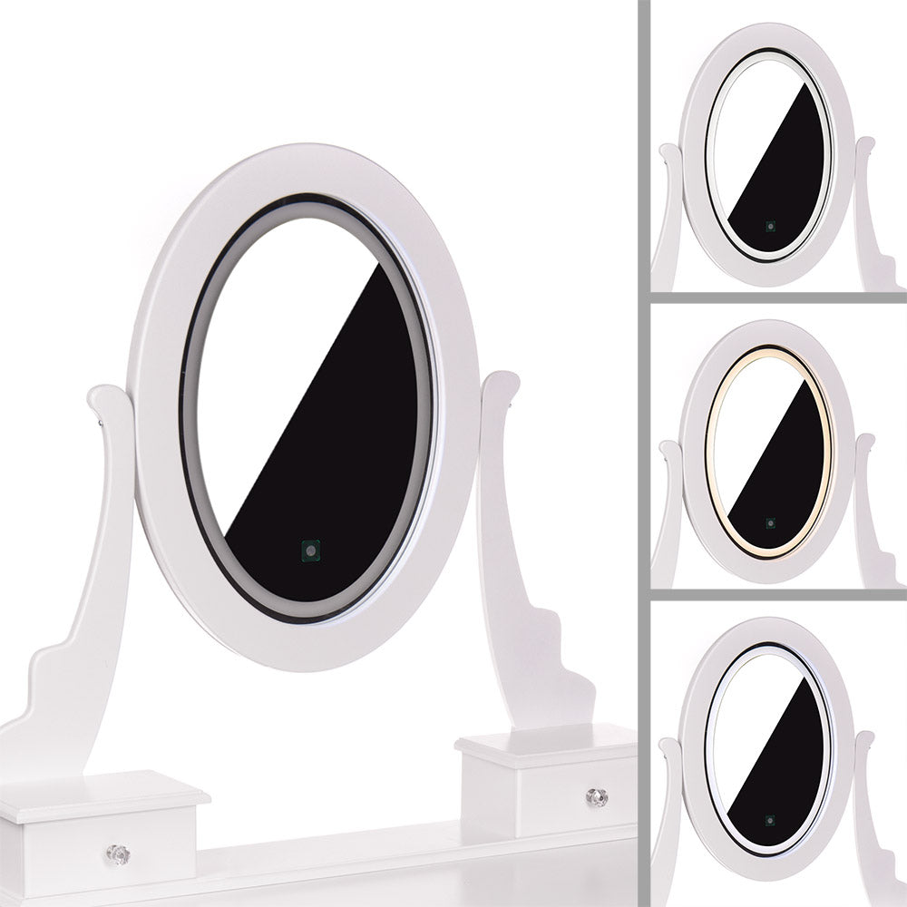 3-Toaletka biała KARI lustro LED + taboret-3