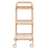 Kosmetologinis staliukas - vežimėlis HS09 (medienos imitacija/balta)